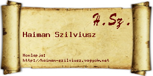 Haiman Szilviusz névjegykártya
